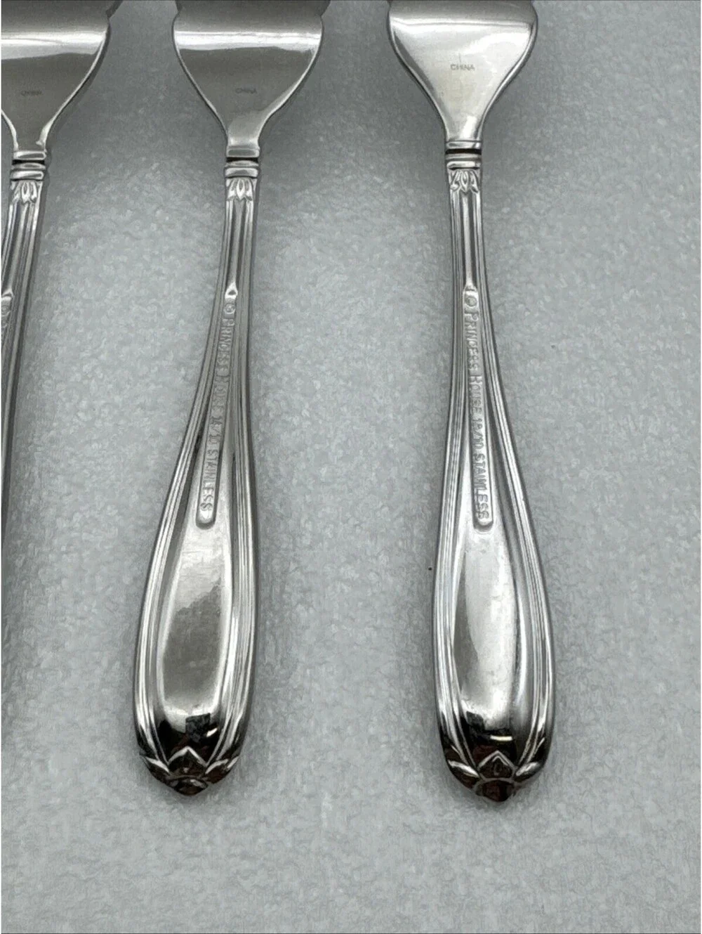 Set Of 4 Princess House BARRINGTON Salad Forks 18/10 Stainless Flatware 7”